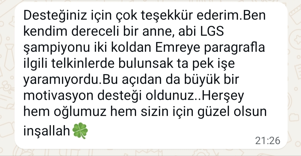 Geri bildirim ekran görüntüsü